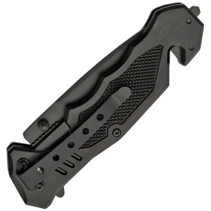 Rite Edge Night Rescue Linerlock A/O Aluminum Black Stainless Serrated Blade - Knives.mx