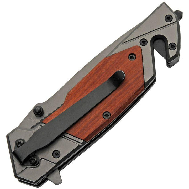 Rite Edge Rescue Linerlock A/O Brown Wood Stainless Blade - Knives.mx