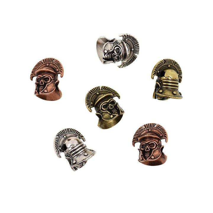 ROMAN SKULL WARRIOR HELMET BEADS, SURVIVAL BRACELET, PARACORD, LANYARD 24X26MM - Knives.mx