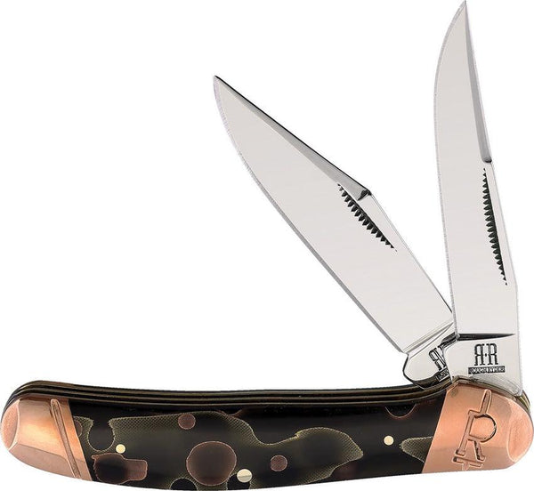 Rough Ryder Copperhead Black Acrylic Handle w Copper Swirl Mirror Satinless - Knives.mx