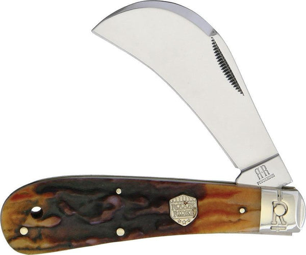 Rough Ryder Hawkbill Brown Stag Bone 440A - Knives.mx
