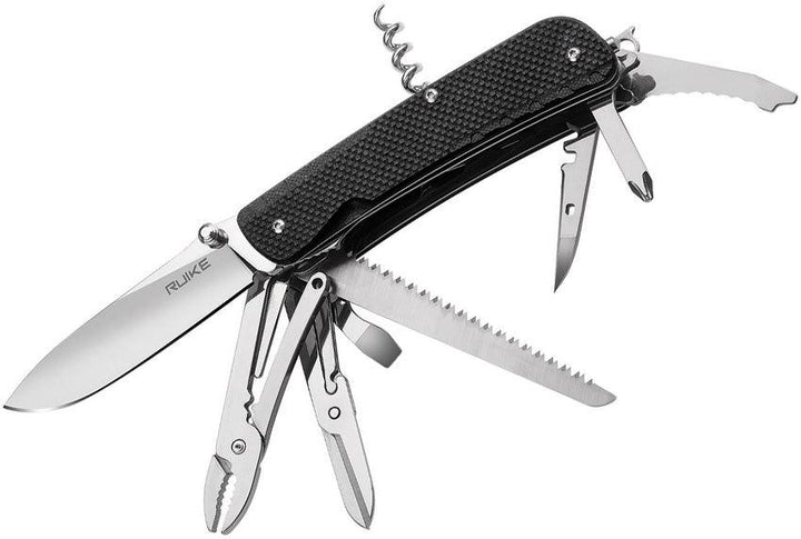 Ruike LD51 Large Multifunction Knife Black G10 12C27MoV Thumbstud Opening - Knives.mx