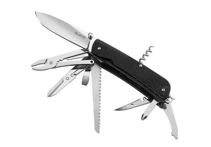 Ruike LD51 Large Multifunction Knife Black G10 12C27MoV Thumbstud Opening - Knives.mx