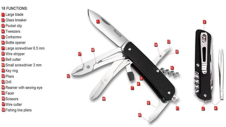 Ruike M41 Medium Folder Black G10 12C27 Sandvik - Knives.mx