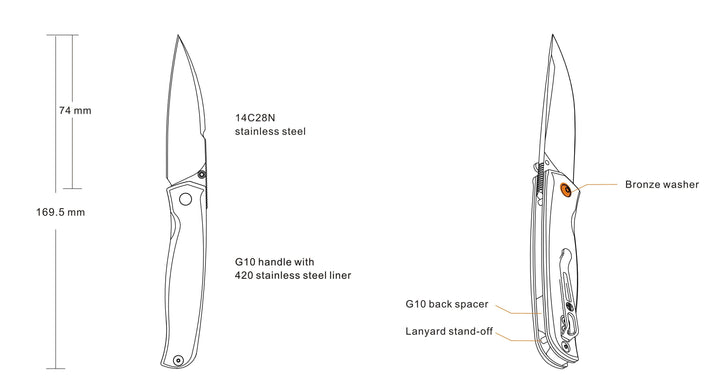 Ruike P661 Linerlock Black G10 Sandvik 14C28N - Knives.mx