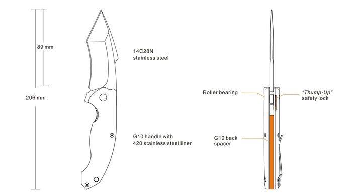 Ruike P851 Linerlock Black G10 Sandvik 14C28N - Knives.mx