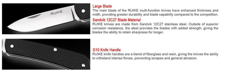 Ruike S22 Small Multifunction Knife Black G10 12C27 Sandvik - Knives.mx