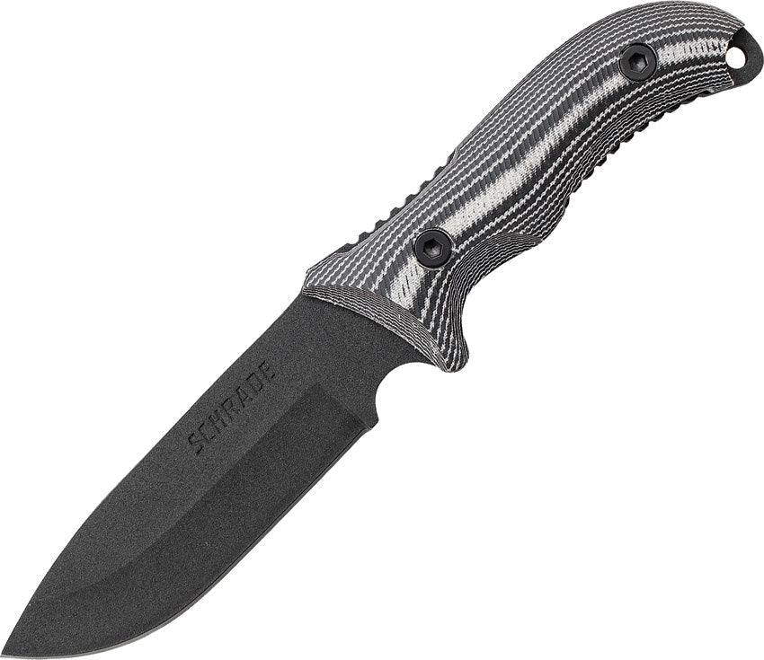 Schrade Frontier Fixed Blade Black & Gray Striped Micarta 8Cr13MoV - Knives.mx
