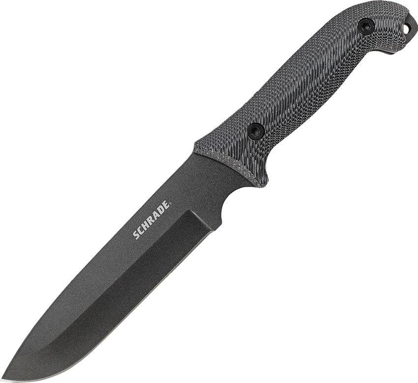 Schrade Frontier Knife Contoured Black Micarta Coated 1095HC - Knives.mx