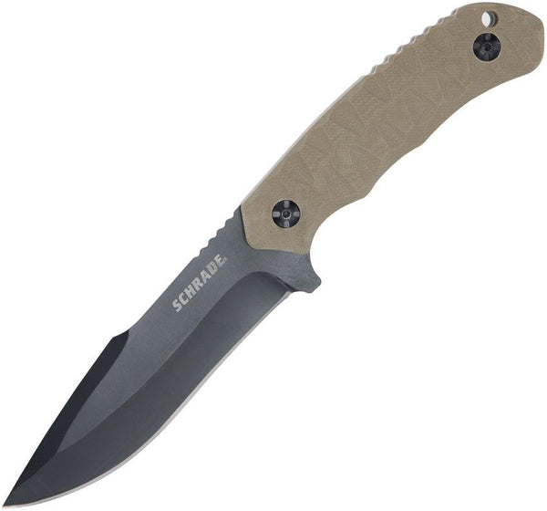 Schrade I-Beam Fixed Blade Tan Sculpted G10 Black AUS-8 - Knives.mx