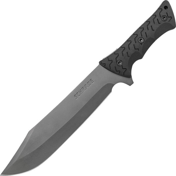 Schrade LeROY Fixed Blade Grooved Black TPR Titanium Coated 8Cr13MoV - Knives.mx