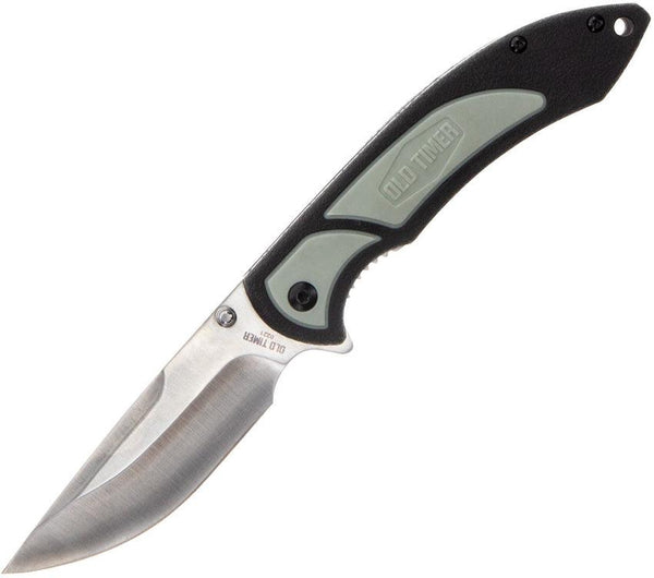 Schrade Trail Boss Linerlock Black & Gray TPE Drop Point Satin 8Cr13MoV - Knives.mx