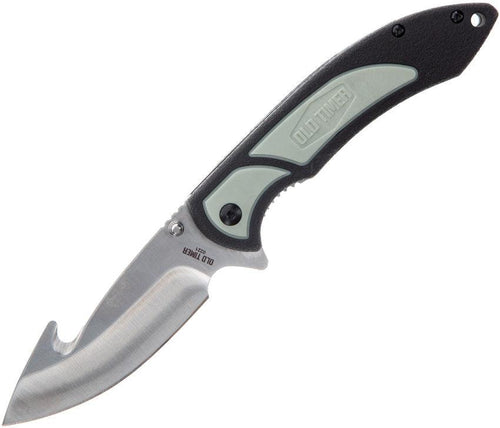 Schrade Trail Boss Linerlock Black & Gray TPE Guthook Satin 8Cr13MoV