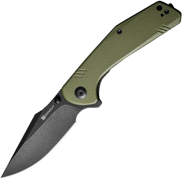 SENCUT Actium Linerlock OD Green G10 Black Stonewash D2 - Knives.mx