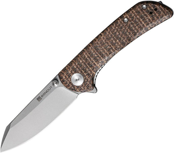 SENCUT Fritch Linerlock Brown Matrix Micarta Stonewash 9Cr18MoV - Knives.mx