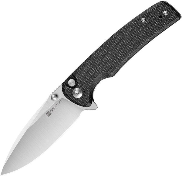 SENCUT Sachse Button Lock Black Micarta Satin 9Cr18MoV - Knives.mx