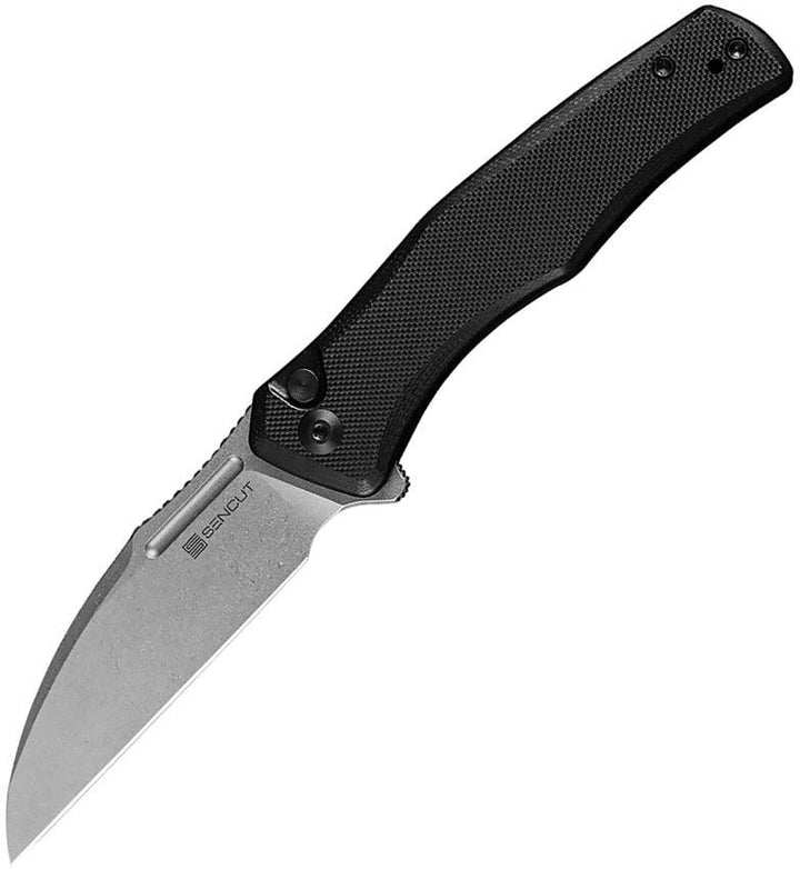 SENCUT Watauga Button Lock Black G10 Stonewash D2 - Knives.mx