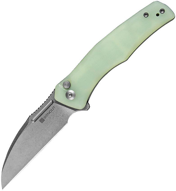 SENCUT Watauga Button Lock Jade G10 Stonewash Wharncliffe D2 - Knives.mx