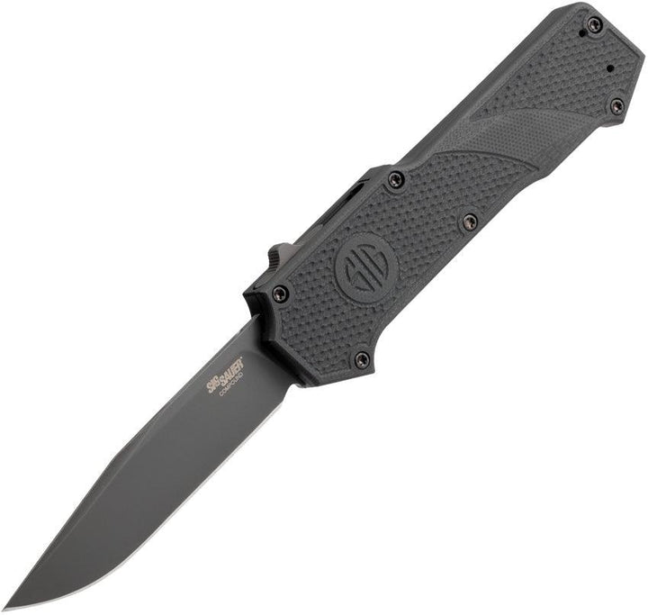 SIG Auto Compound OTF Black Checkered G10 Gray PVD Coated Clip Point CPM S30V - Knives.mx