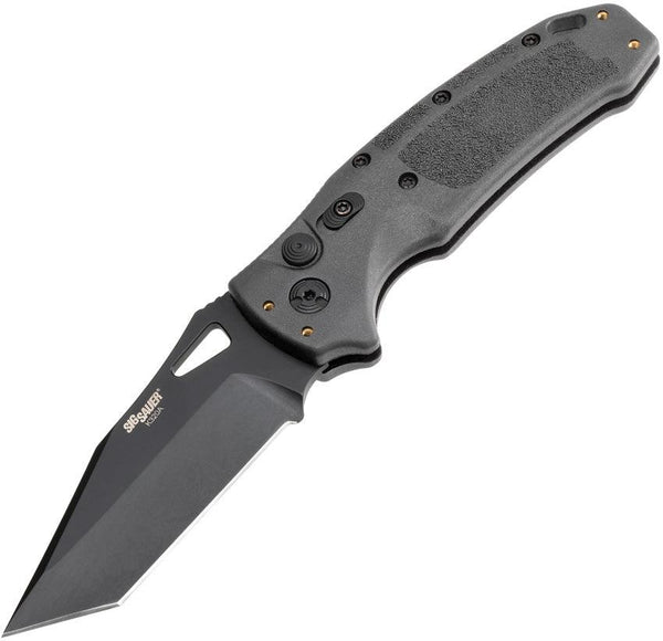 Sig Auto K320A Button Lock Gray Polymer Black Cerakote Tanto CPM S30V - Knives.mx