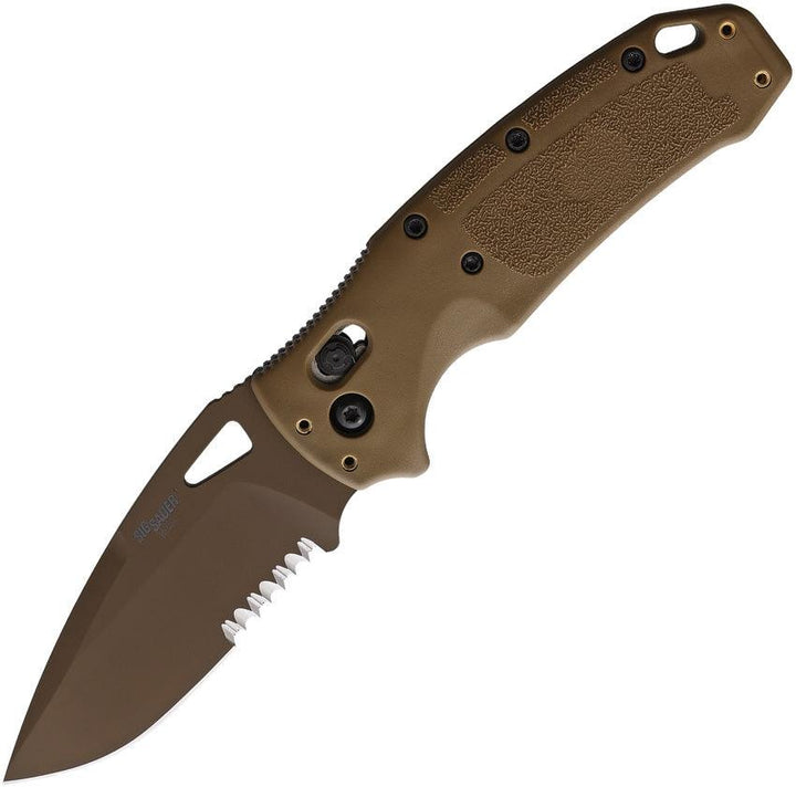 Sig Sauer Folder Coyote Tan PVD coated Serrated CPM S35VN - Knives.mx