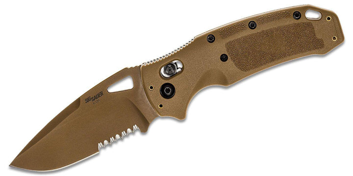 Sig Sauer Folder Coyote Tan PVD coated Serrated CPM S35VN - Knives.mx