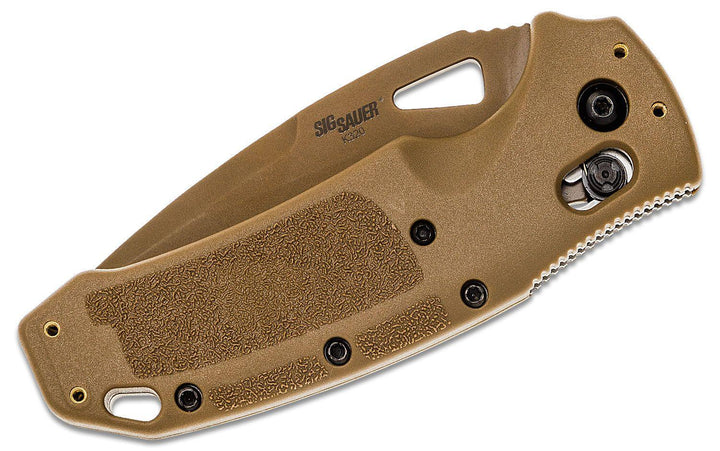 Sig Sauer Folder Coyote Tan PVD coated Serrated CPM S35VN - Knives.mx