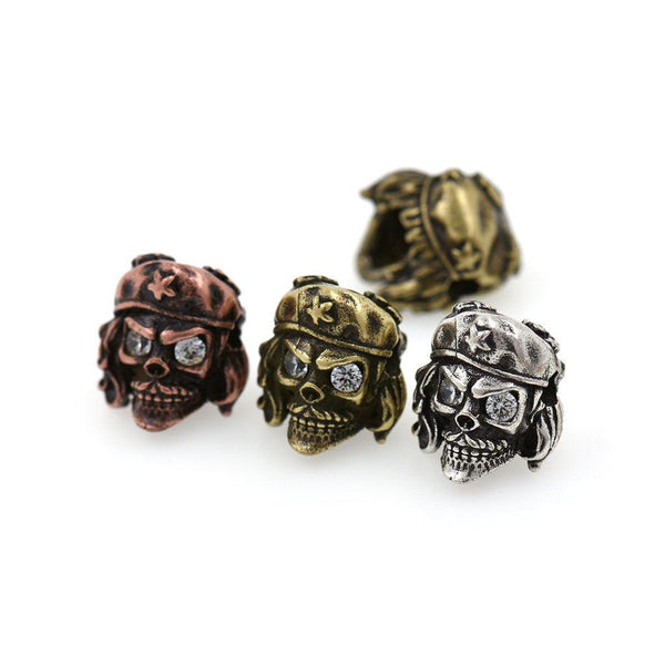 SKULL HEAD CHARM MICRO PAVE CZ STONE SPACER BEADS 11X10MM - Knives.mx