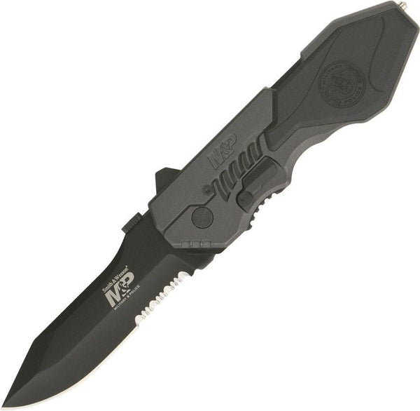 Smith & Wesson Black Aluminum M&P Large Linerlock A/O Serrated 4034 Stainless - Knives.mx