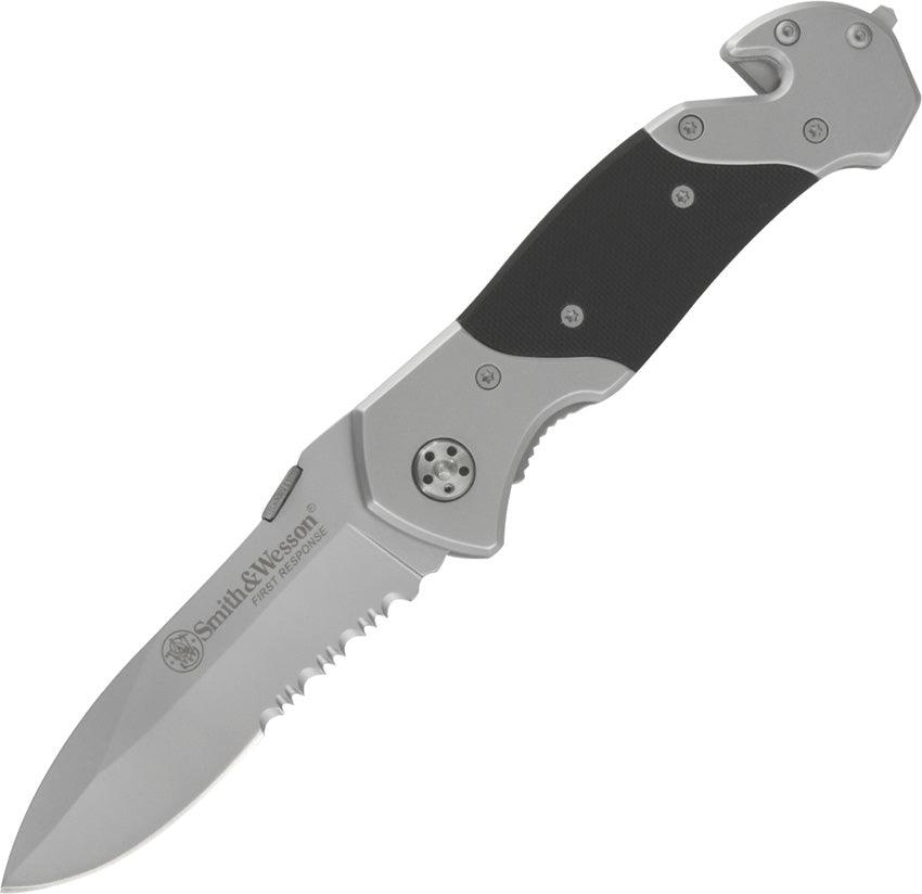 Smith & Wesson First Response Linerlock Serrated Bead Blast 7Cr17MoV - Knives.mx