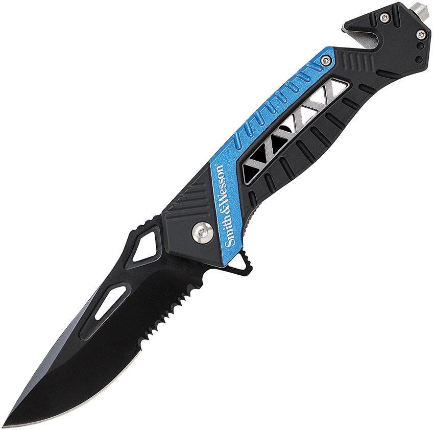 Smith & Wesson Linerlock Rescue Blue Serrated - Knives.mx