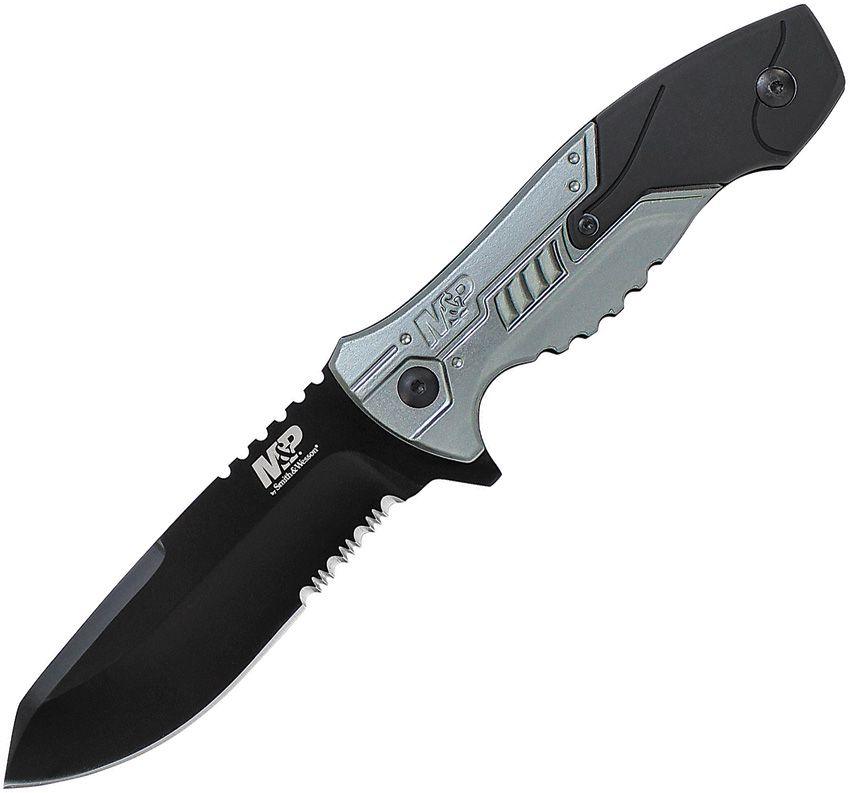 Smith & Wesson M&P Fixed Knife Gray & Black Rubberized Aluminum Serrated Stainless - Knives.mx