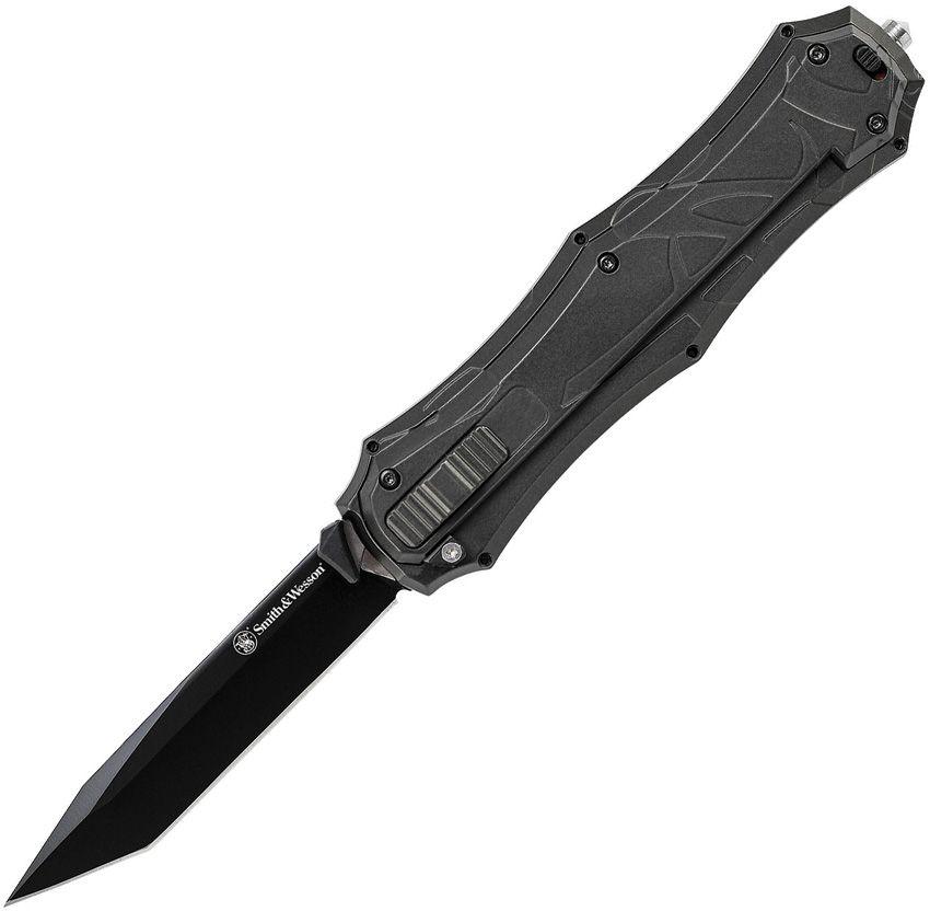 Smith & Wesson OTF Assist Finger Actuator A/O Black Aluminum Tanto AUS-8 - Knives.mx