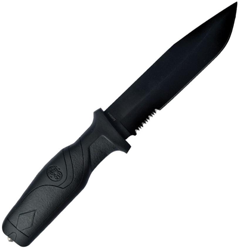 Smith & Wesson Search & Rescue Fixed Blade Black Polymer Oxide Coated Partially Serrated 8Cr13MoV - Knives.mx