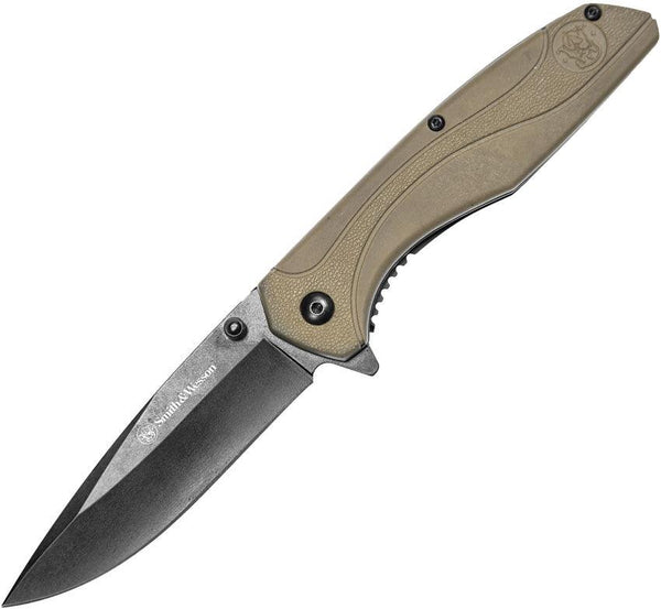Smith & Wesson Tan GFN Black oxide coated 8Cr13MoV - Knives.mx