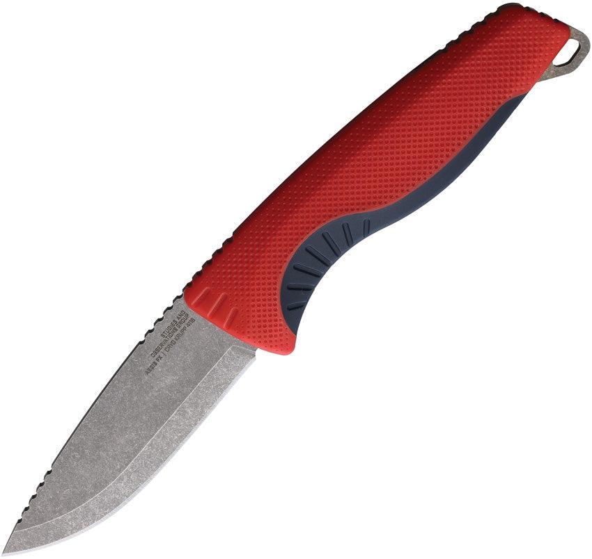 Sog Aegis FX Fixed Blade Red GRN Stonewash Drop Point CRYO 4116 Krupp - Knives.mx