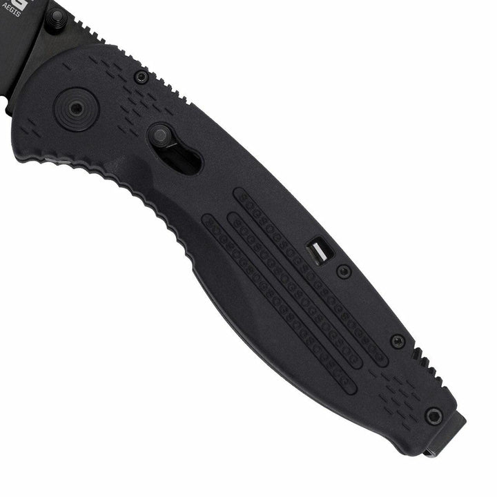 SOG Aegis Piston Lock Assisted Opening Black GRN AUS-8 - Knives.mx