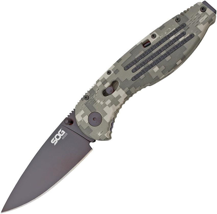 SOG Aegis Piston Lock Camo Clip AUS-8 - Knives.mx