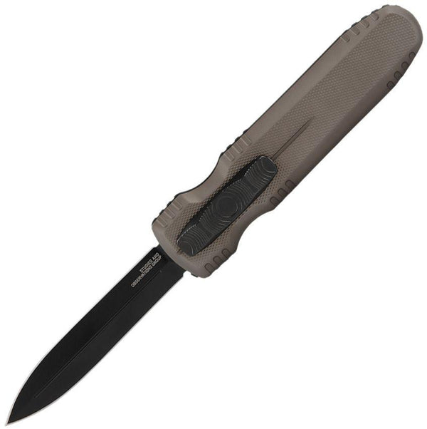 SOG Auto Pentagon OTF Flat Dark Earth Aluminum TiNi Coated CRYO Spear Point S35VN - Knives.mx