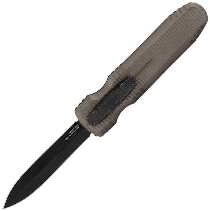 SOG Auto Pentagon OTF Flat Dark Earth Aluminum TiNi Coated CRYO Spear Point S35VN - Knives.mx