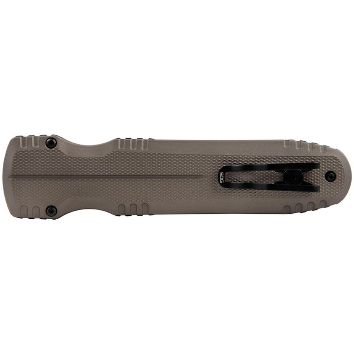 SOG Auto Pentagon OTF Flat Dark Earth Aluminum TiNi Coated CRYO Spear Point S35VN - Knives.mx