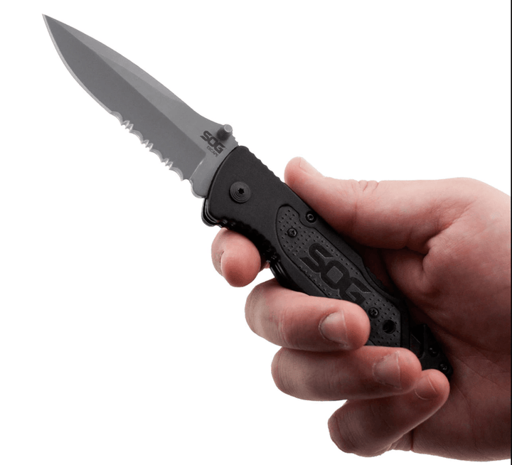 SOG Escape Bead Blast Serrated Aluminum 9Cr18MoV - Knives.mx