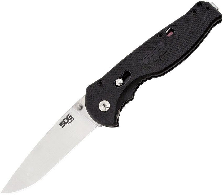 SOG Flash II A/O Satin Drop Point Plain AUS-8 - Knives.mx