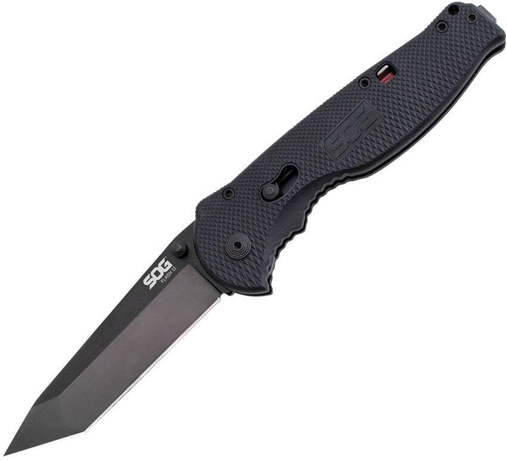 SOG Flash II Piston Lock A/O Plain Tanto Black AUS-8 - Knives.mx