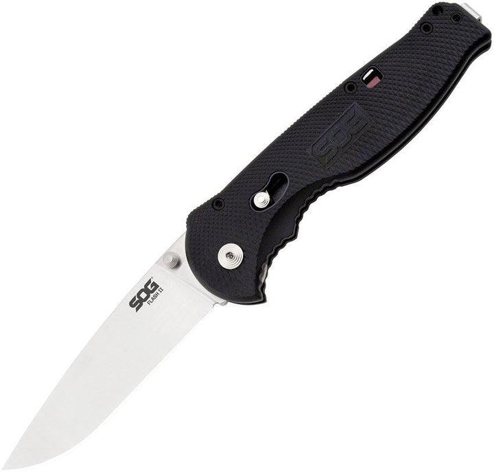 SOG Flash II Piston Lock A/O Satin Drop Plain AUS-8 - Knives.mx