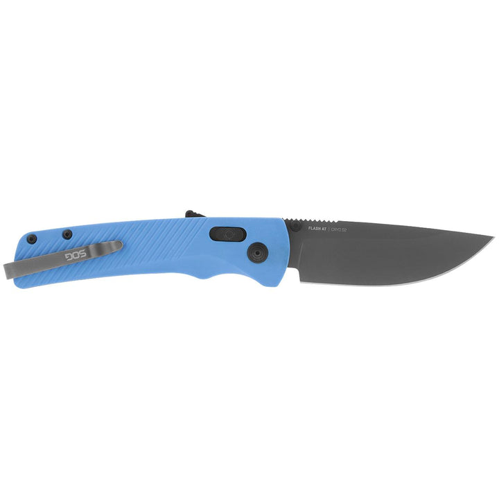 SOG Flash MK3 AT-XR Lock A/O Blue GRN Plain Cryo D2 - Knives.mx