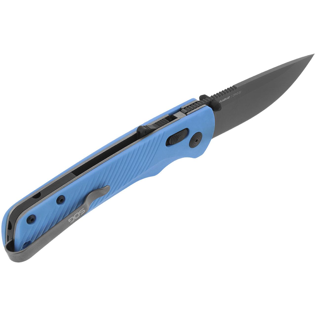 SOG Flash MK3 AT-XR Lock A/O Blue GRN Plain Cryo D2 - Knives.mx