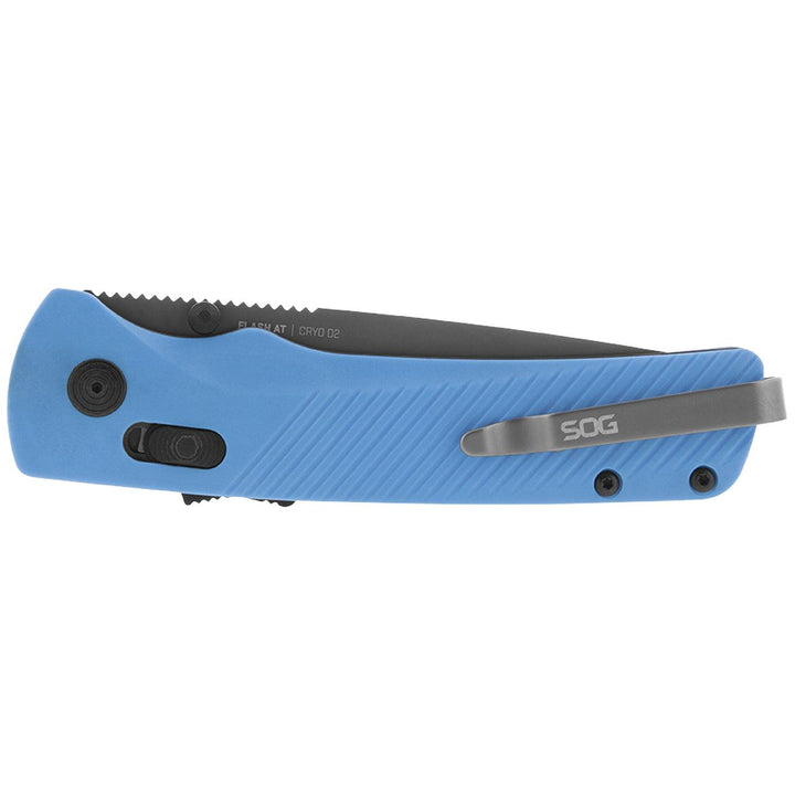 SOG Flash MK3 AT-XR Lock A/O Blue GRN Serrated Cryo D2 - Knives.mx