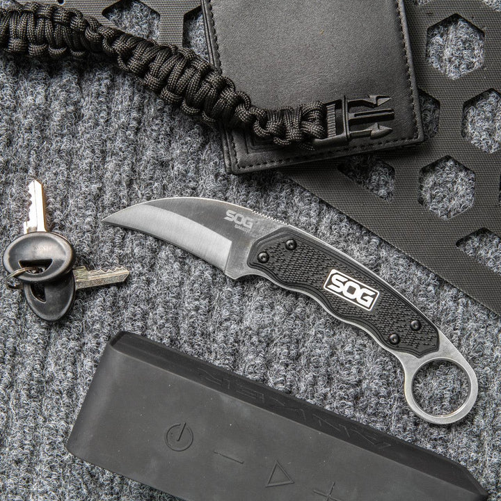 SOG Gambit Fixed Blade Black GFN Satin Sheepsfoot 7Cr17MoV - Knives.mx