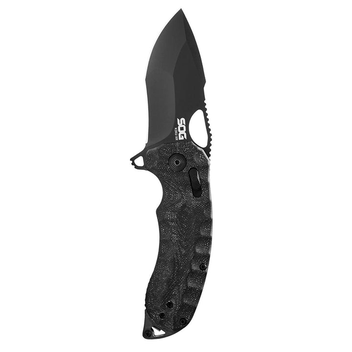 SOG Kiku XR Lock Black Linen Micarta BlackOut CTS-XHP - Knives.mx